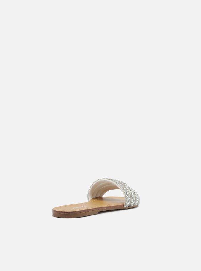 Slide Prata Tiras Cristais