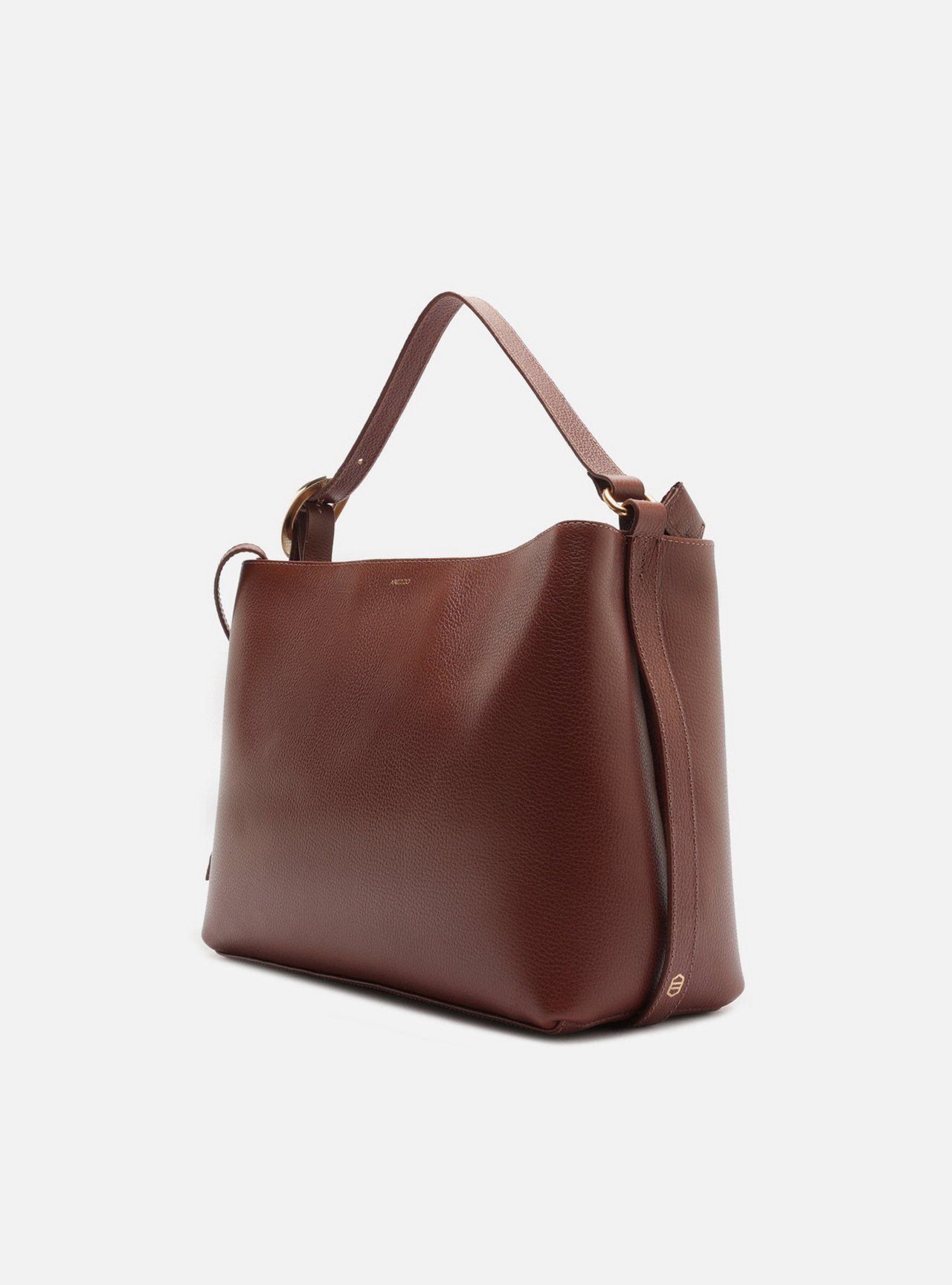 Bolsa Tote Marrom Escura Couro Grande Fivela Oval — foto 2