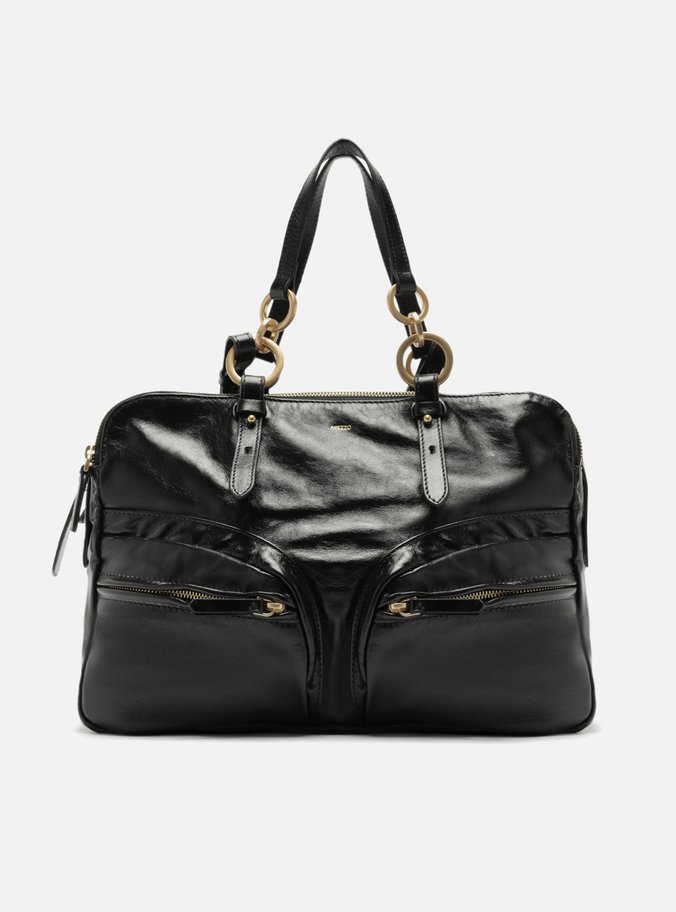 Bolsa Tote Preta Couro Verniz Grande Bolsos