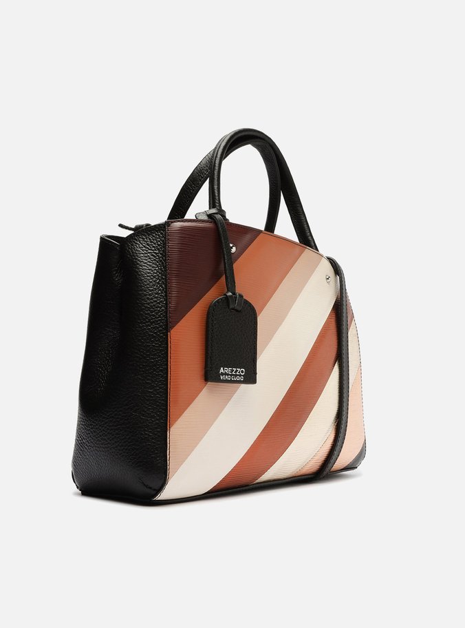Bolsa Tote Preta Couro Bella Média Marrom