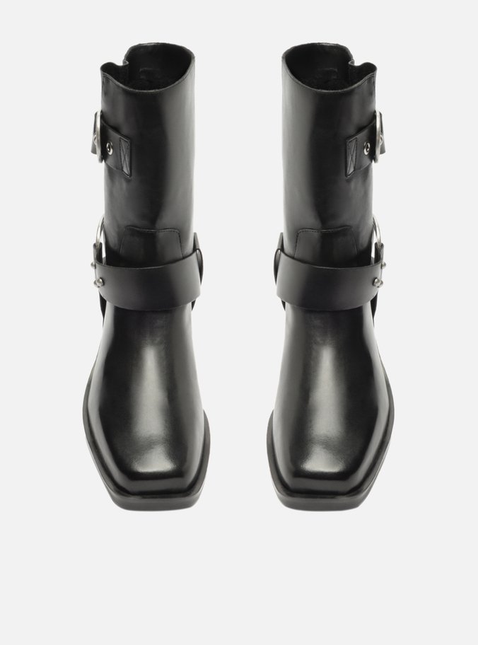 Bota Preta Couro Cano Curto Montaria West