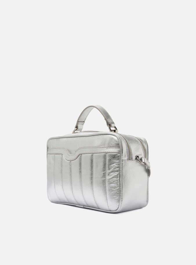 Bolsa Tiracolo Prateada Couro Francine Média
