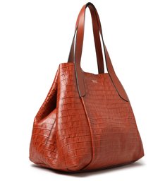 Bolsa Shopping Marrom Couro Croco Roma Bolsa Shopping Marrom Couro Croco Roma