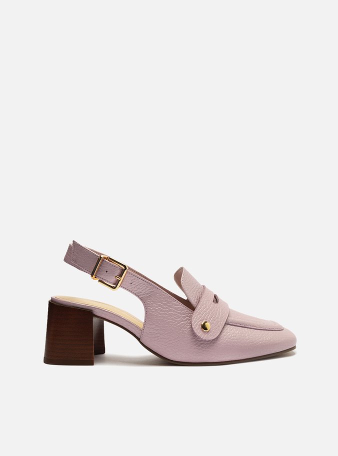 Loafer Rosa Couro Salto Bloco Bridão Switch  com Troca de Bridão