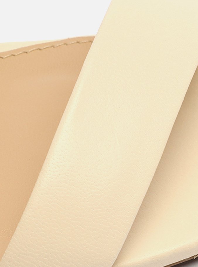 Sandália Off-White Couro Bloco Alto Isabelli