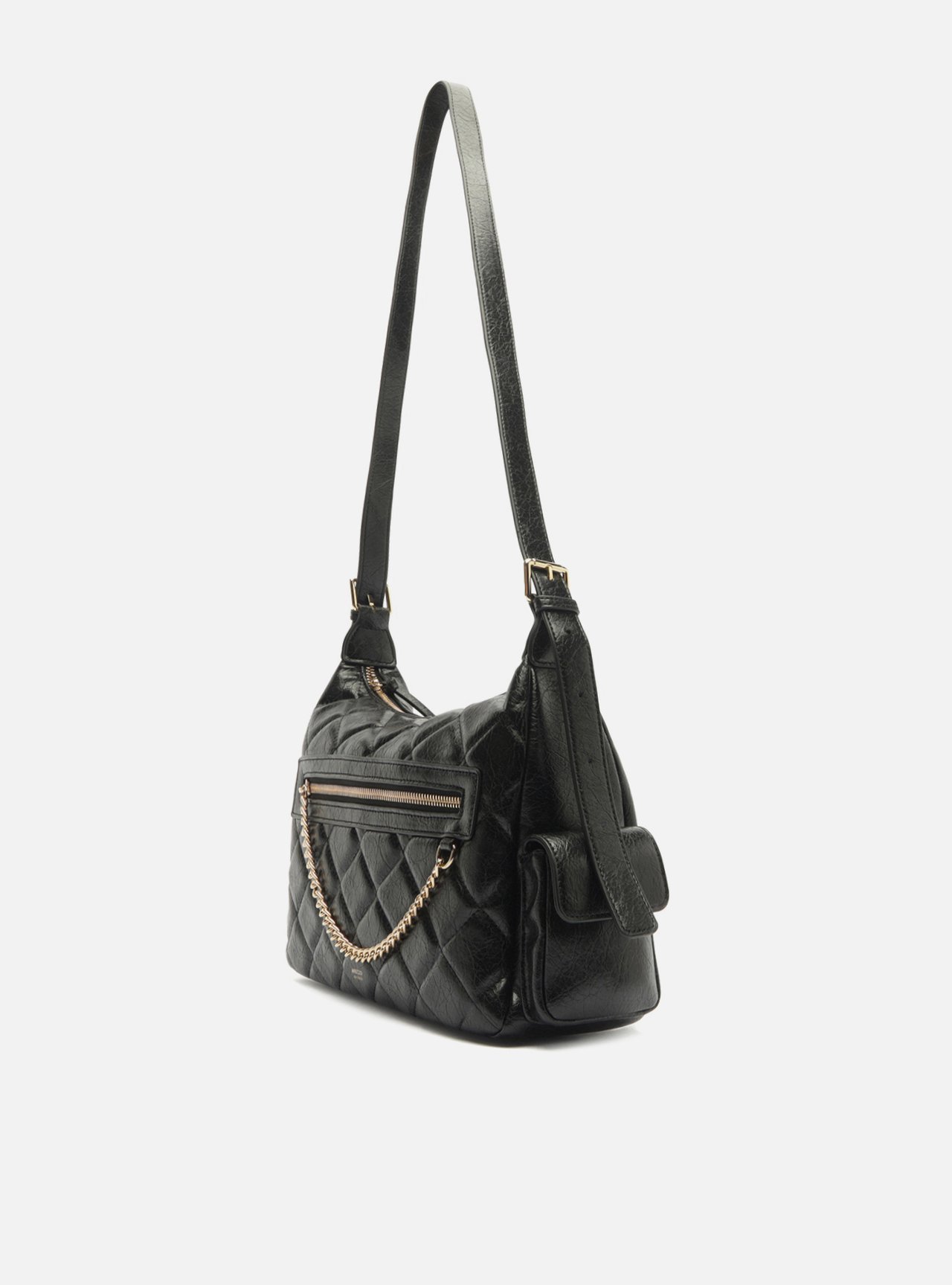 Bolsa Tiracolo Preta Média Matelassê Bolsos — foto 2