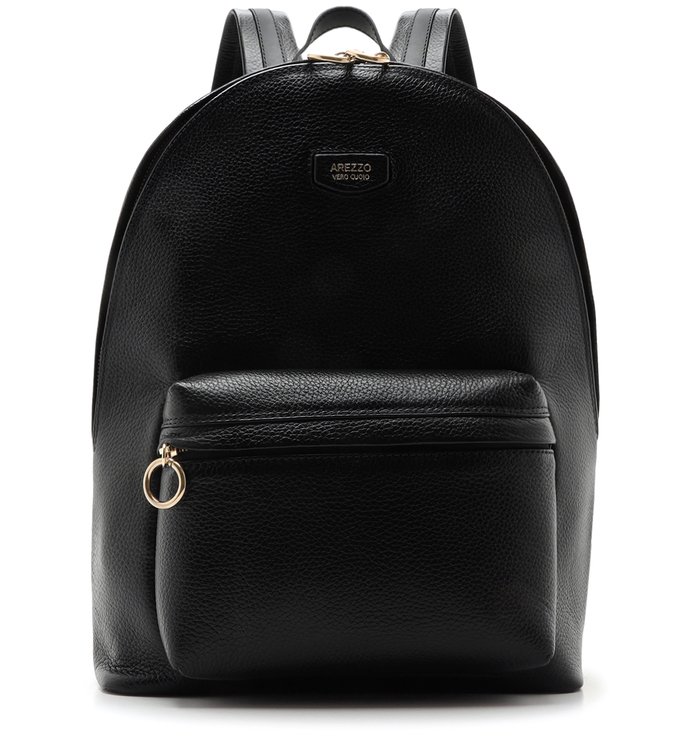 Mochila Couro Giornata Nero Grande Steel Preta