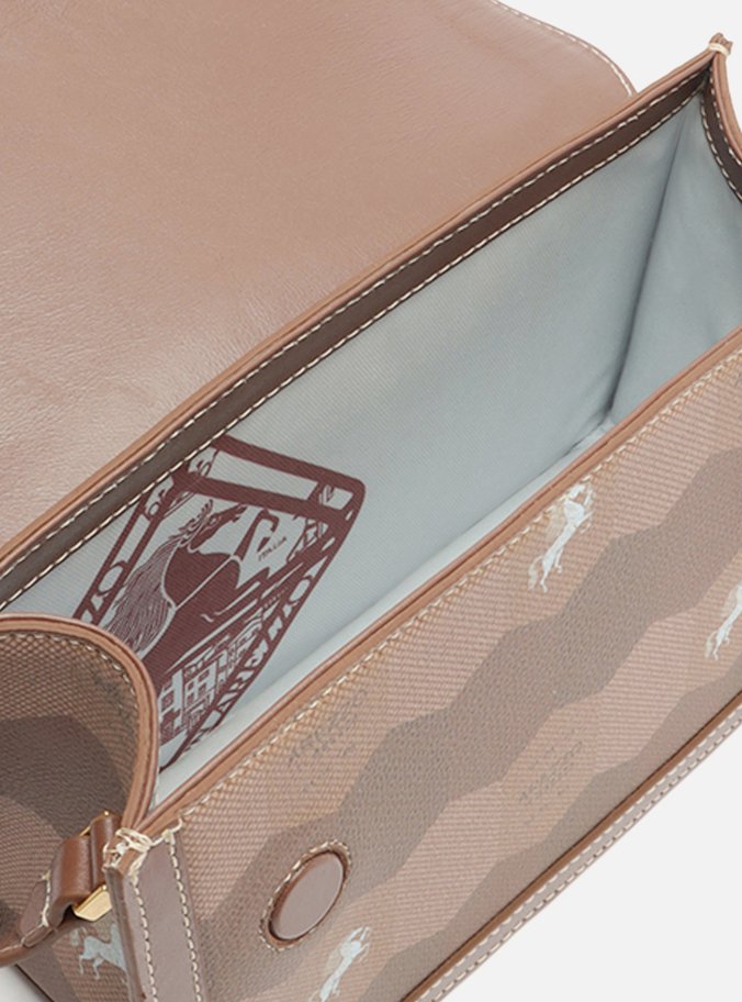 Bolsa Tiracolo Marrom Couro Estampa  Média