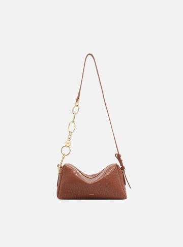 Bolsa Tiracolo Couro Marrom Pequena