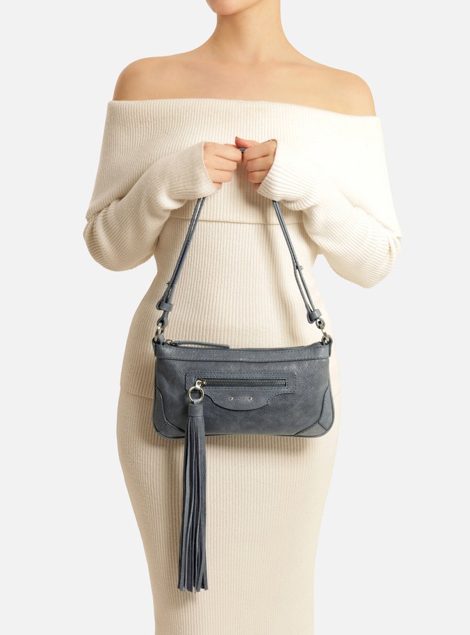 Bolsa Tiracolo Azul Couro Média Barbicacho