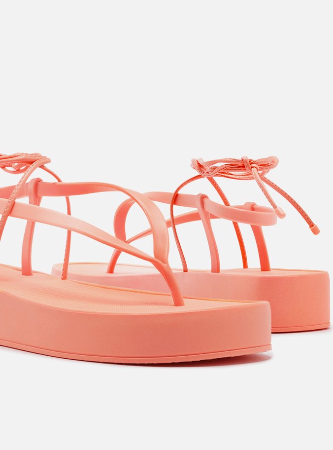 Sandália Laranja Flatform Amarração Bela Brizza