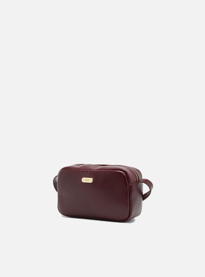 Bolsa Tiracolo Vinho Couro Pequena Tag Metal