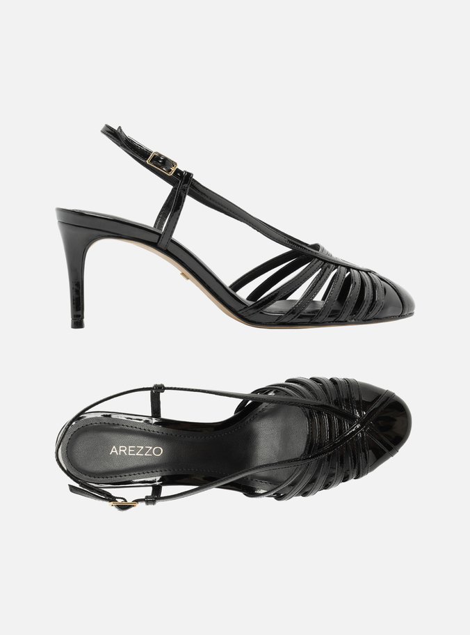 Scarpin Preto Verniz Salto Kitten Tira Contínua