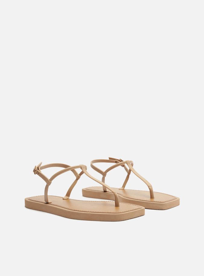 Sandália Rasteira Marrom Slim Square Brizza