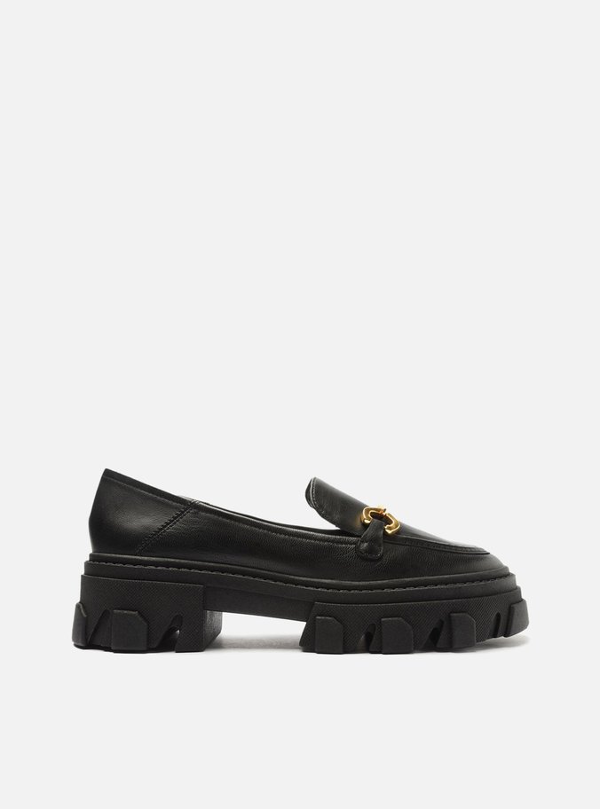Mocassim Preto Couro Tratorado Bridão