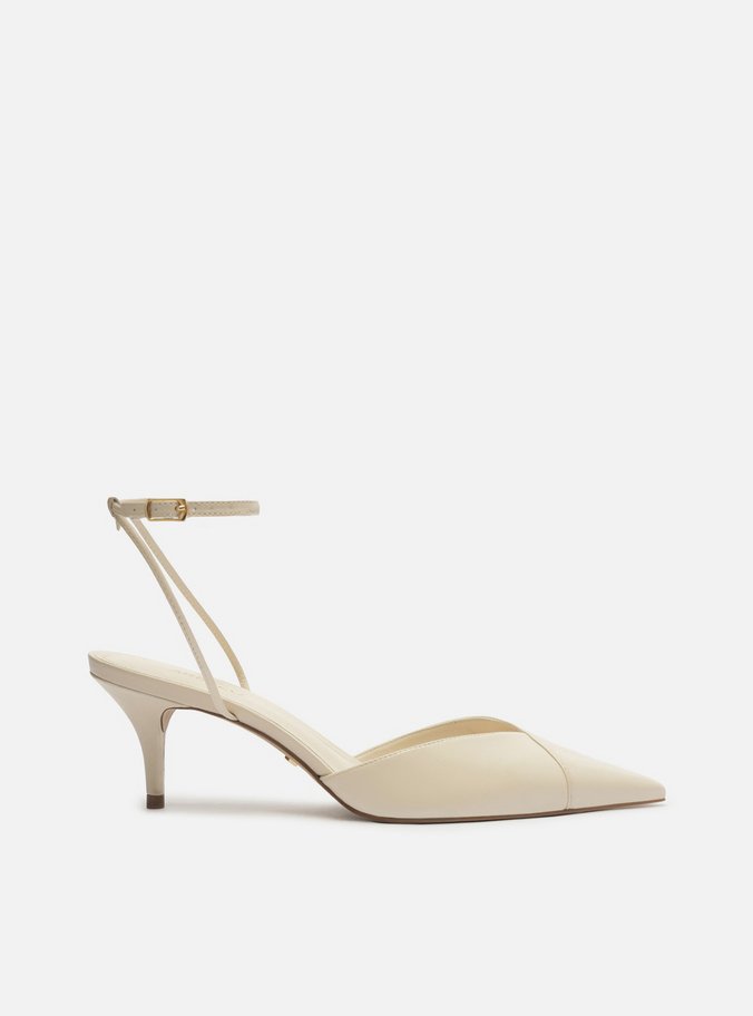 Scarpin Off-White Couro Salto Kitten Aberto