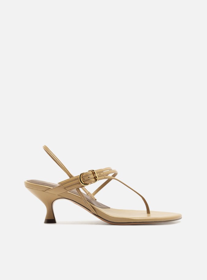 Sandália Dourada Salto Bloco Fivela Tiras Slingback