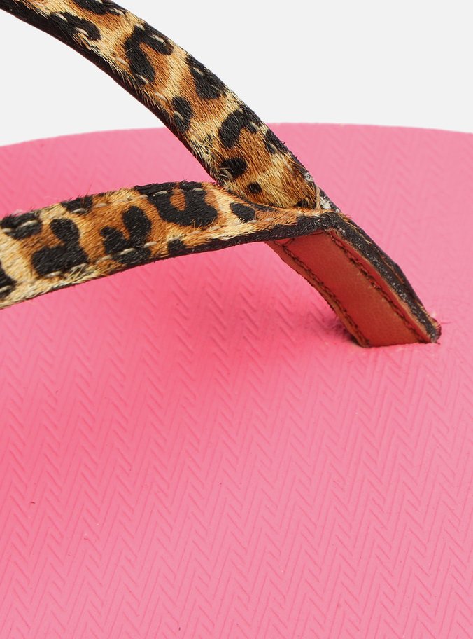 Chinelo Rosa e Animal Print Brizza Strap