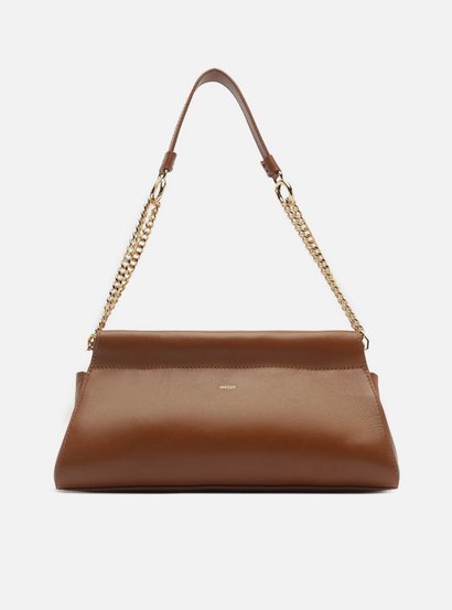 Bolsa Shoulder Marrom Couro Grande Corrente Dupla | Arezzo
