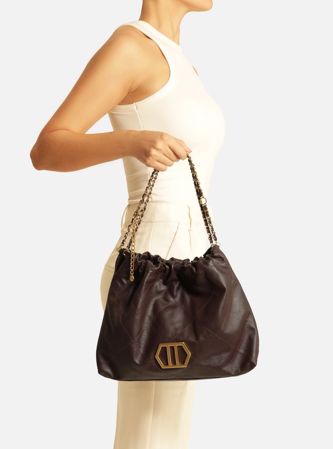 Bolsa Hobo Marrom Couro Esther Grande