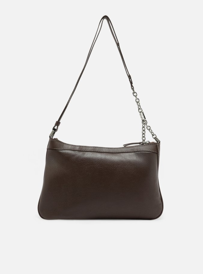 Bolsa Tiracolo Marrom Couro Média Costuras