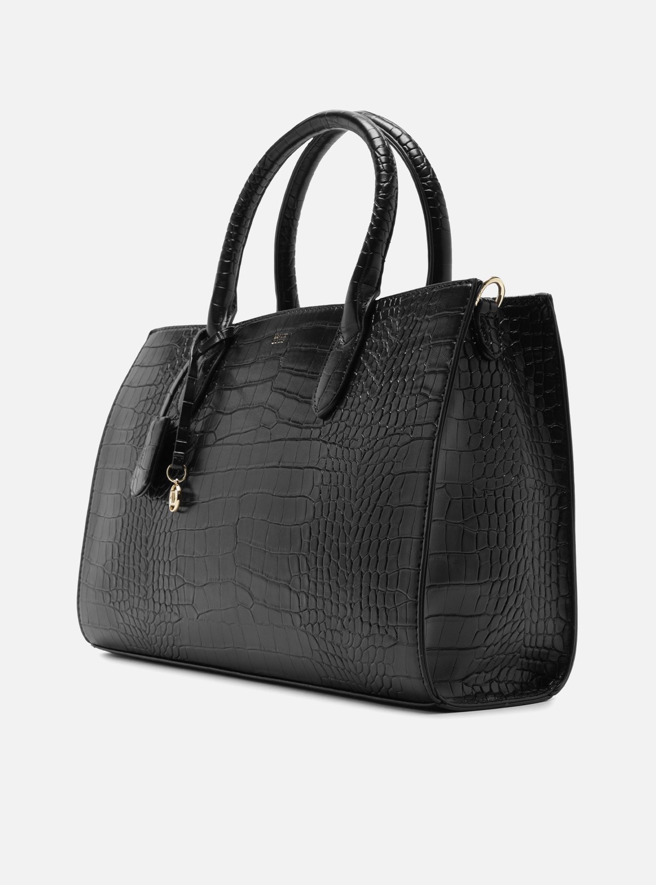 Bolsa Tote Preta Grande Croco Metais — foto 2