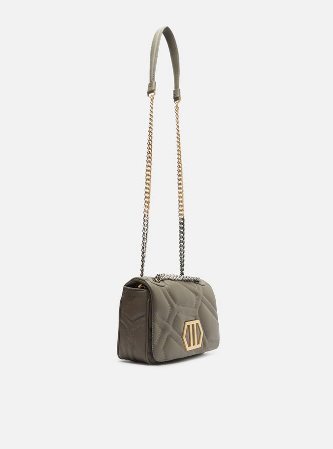 Bolsa Tiracolo Cinza Couro Emma Média