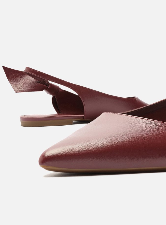 Sapatilha Vinho Couro Slingback Nó