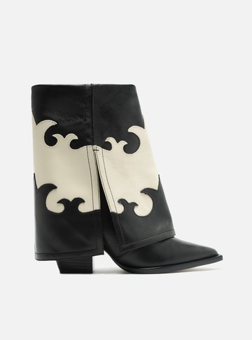 Bota Preta Couro Cano Médio Capa Western Georgia