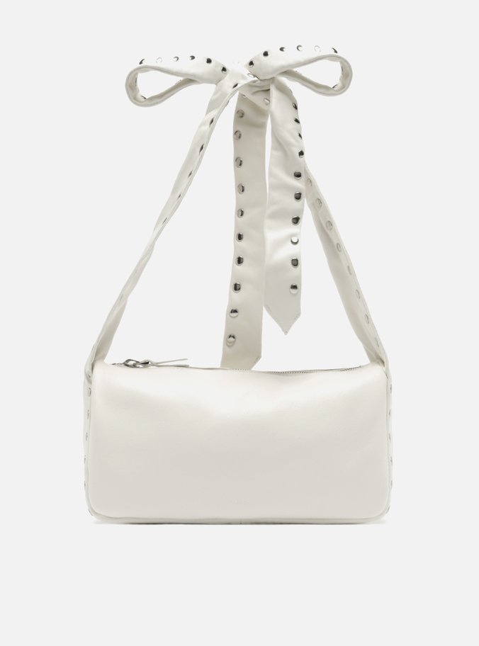 Bolsa Tiracolo Branca Couro Média Laço