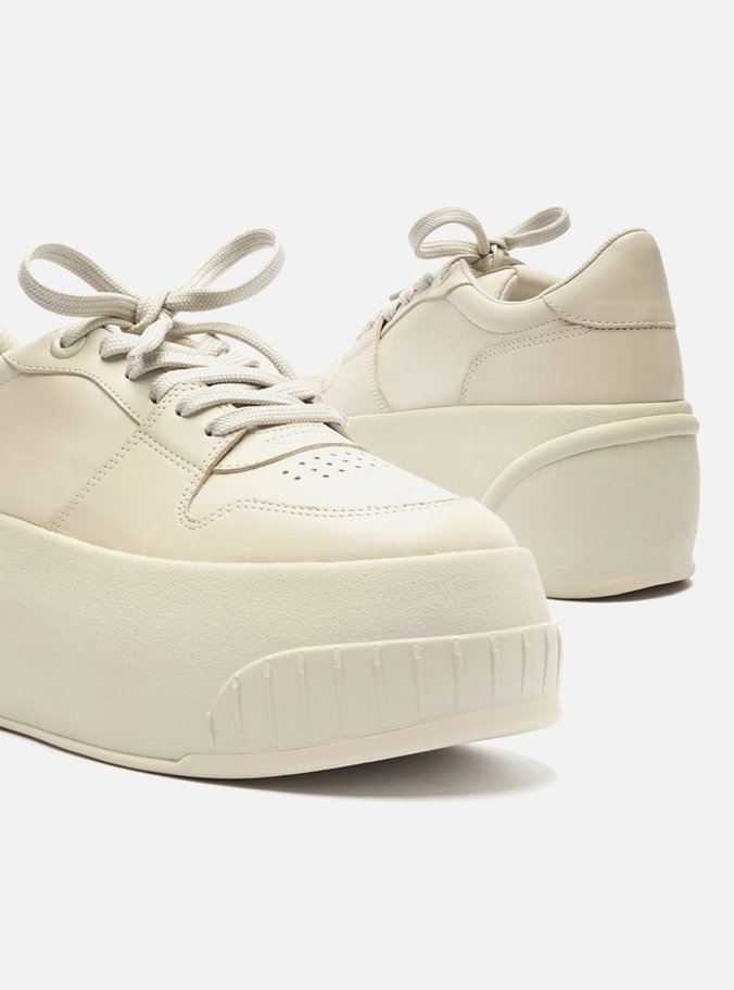 Tênis Nude Couro Flatform Bold