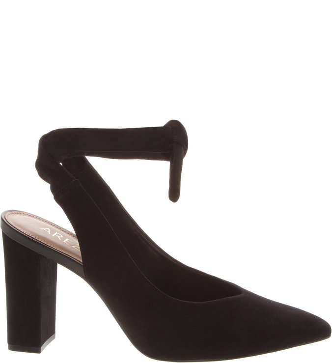 Scarpin Nobuck Decote V Amarração Preto
