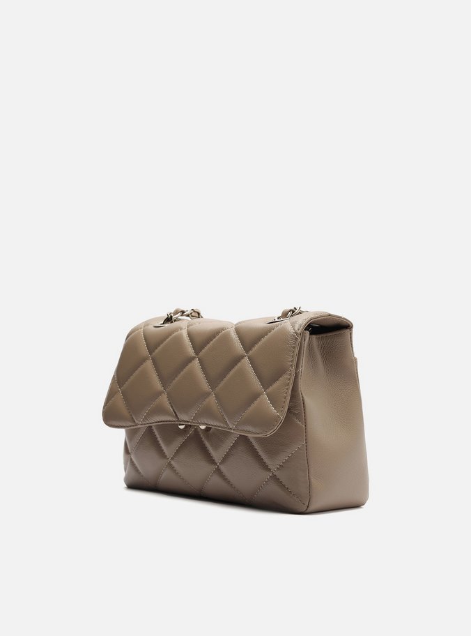 Bolsa Tiracolo Cinza Couro Mizz Média