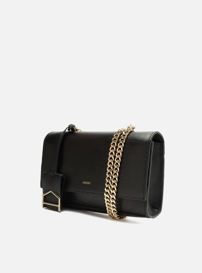Bolsa Tiracolo Preta Couro Abraccio Pequena