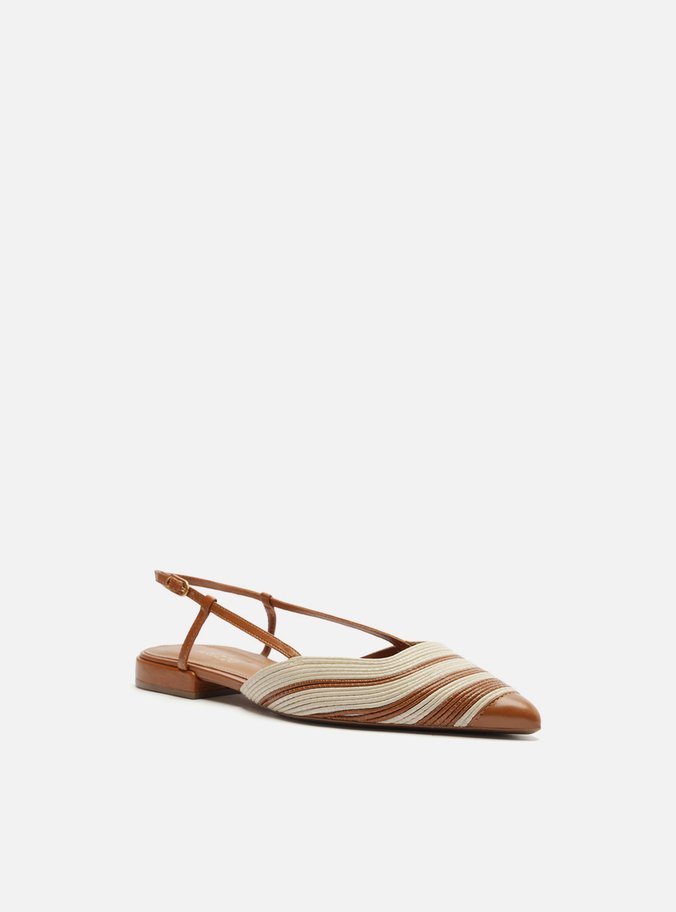 Sapatilha Marrom Couro Slingback Bicolor