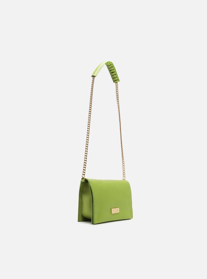 Bolsa Tiracolo Verde Couro Pequena Metais