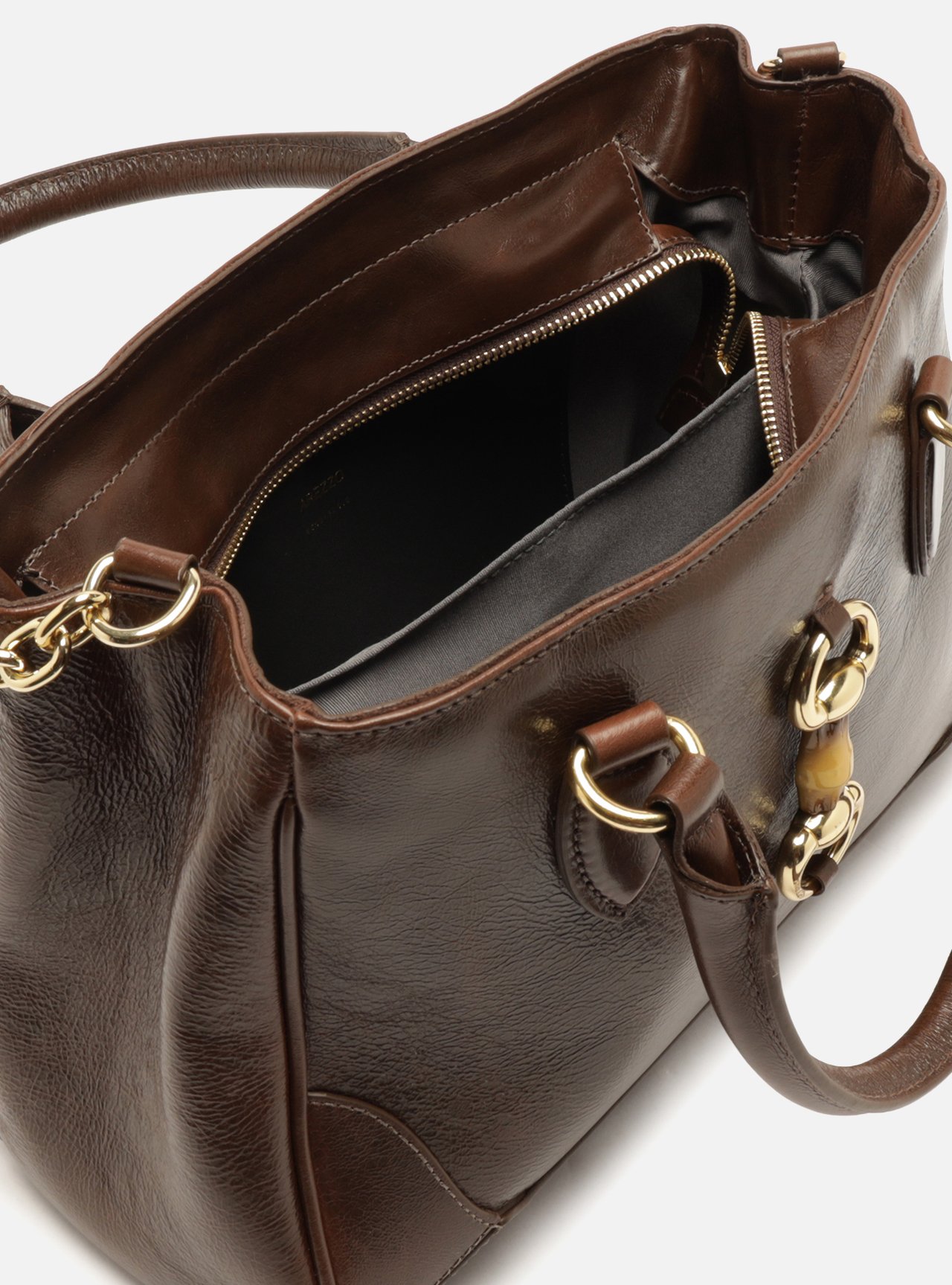 Bolsa Tote Marrom Couro Média Corrente — foto 4
