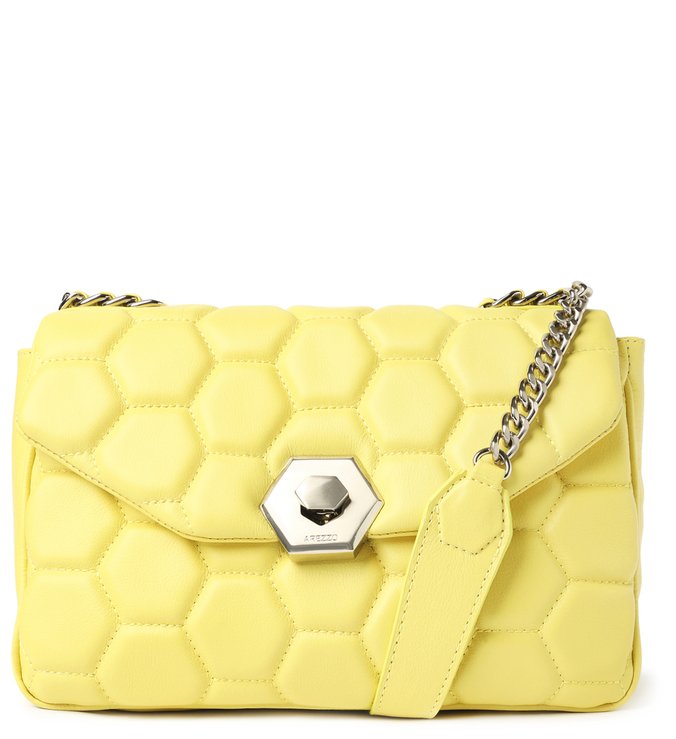 Bolsa Tiracolo Amarela Couro Bee.ZZ média