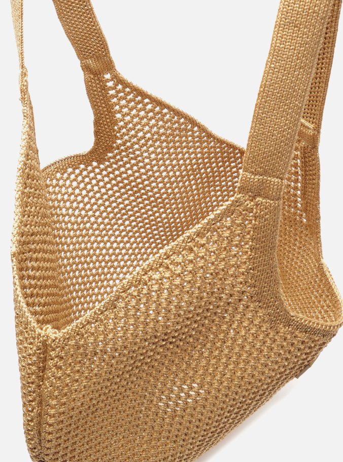 Bolsa Shopping Bege Crochê Mayra Grande