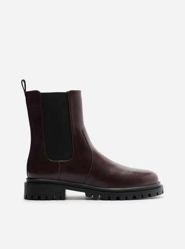 Bota Marrom Couro Cano Curto Tratorada Elástico