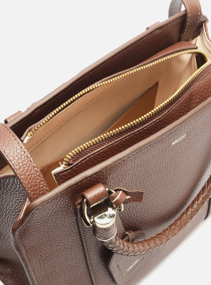 Bolsa Tote Marrom Escuro Couro Piazza Grande