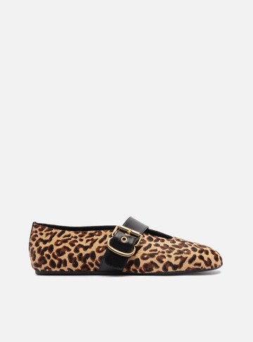 Arezzo — Sapatilha Animal Print Pelo Fivela Dourada