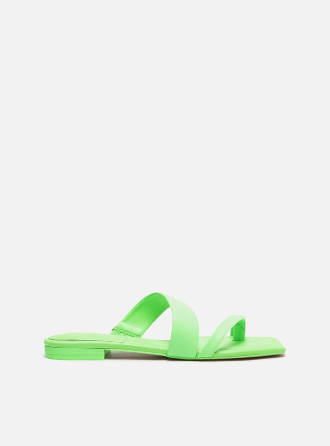 Rasteira Verde Couro Flat Dedo