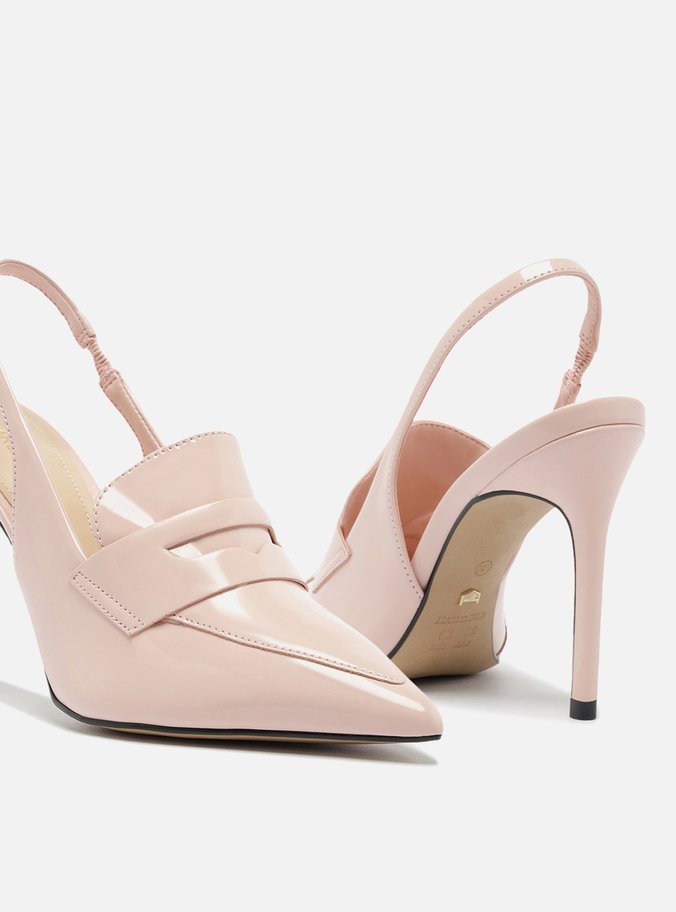 Scarpin Rosa Verniz Salto Alto Sling Back