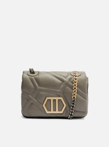 Bolsa Tiracolo Cinza Couro Emma Média