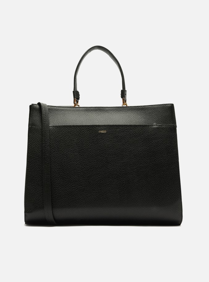 Bolsa Tote Preta Couro Grande Alças