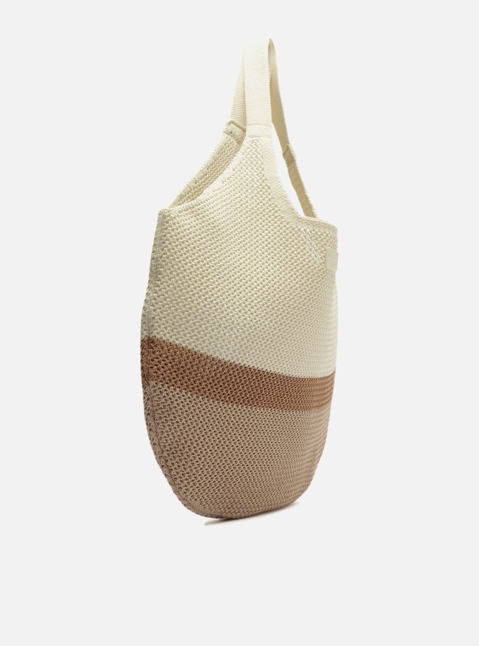 Bolsa Shopping Off-White Colorida Crochê Grande