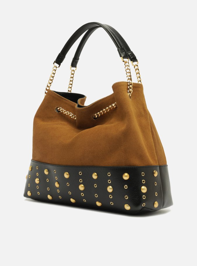 Bolsa Bucket Marrom Couro Acamurçado Grande