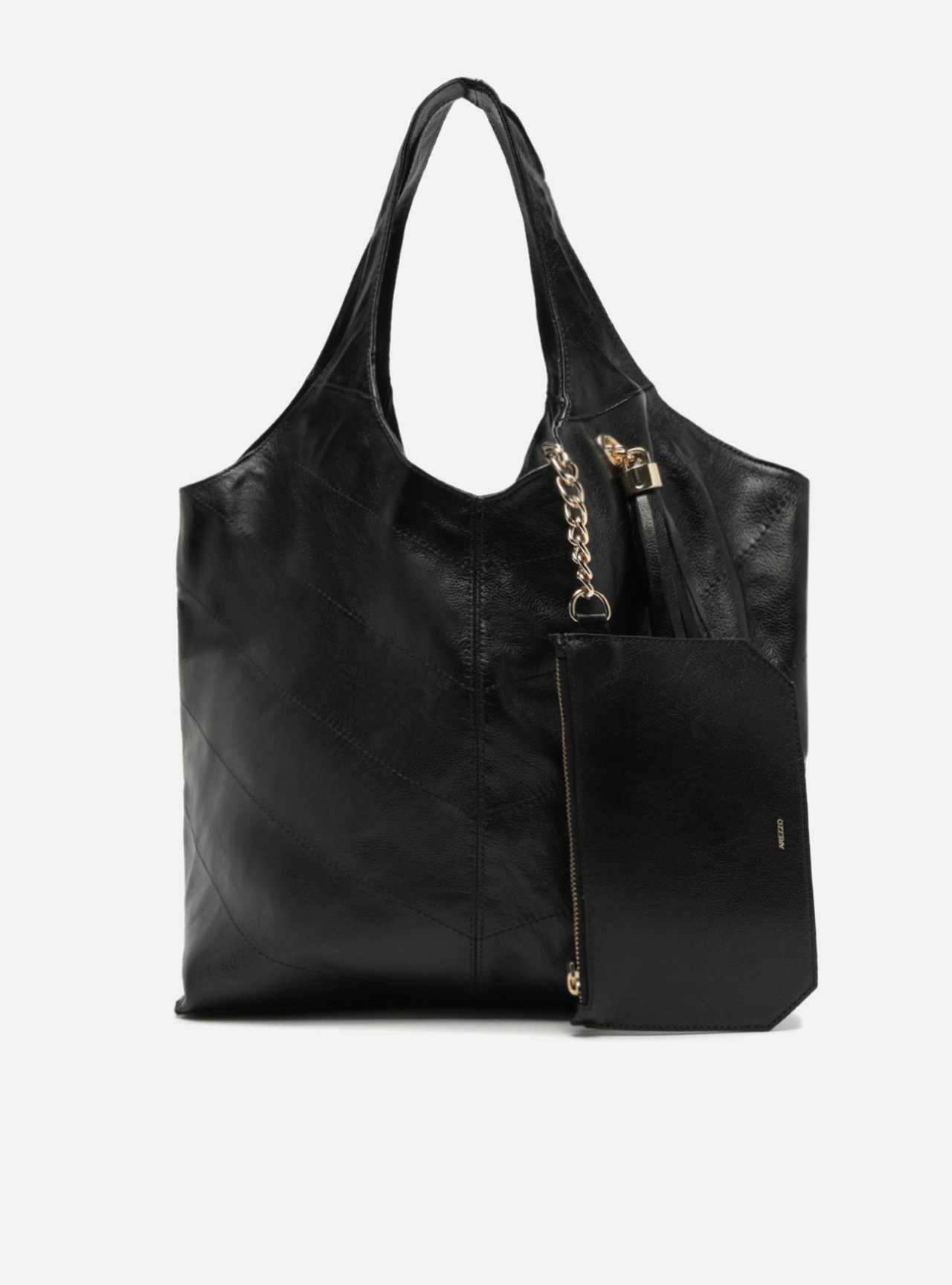 Bolsa Hobo Preta Couro Grande Barbicacho — foto 6