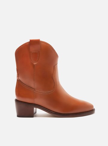Bota Marrom Couro Cano Curto Western Alicia